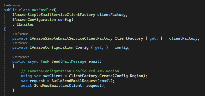 AwsEmailer using AmazonConfiguration