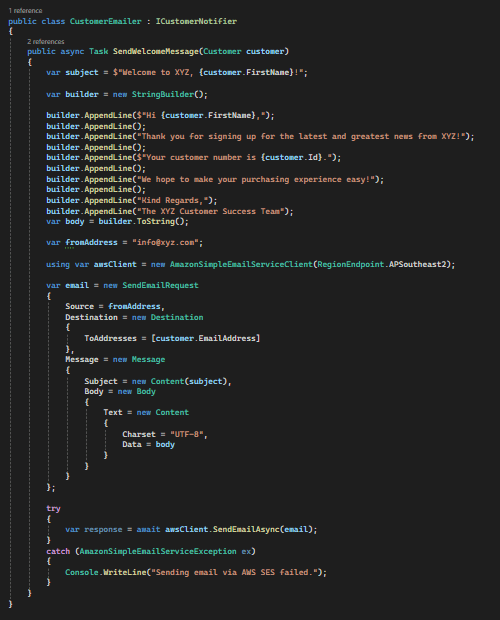 CustomerEmailer before decomposition